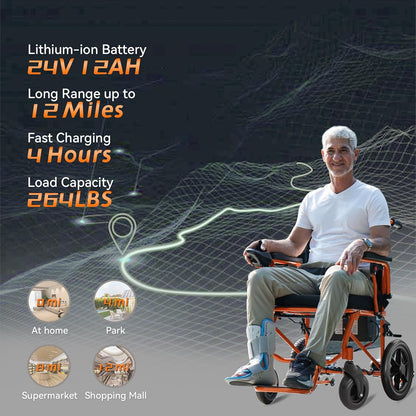 Lightweight Electric Wheelchair for Adults,Motorized Wheelchair Power Portable Wheelchair,500W Motor Airline Approved Black