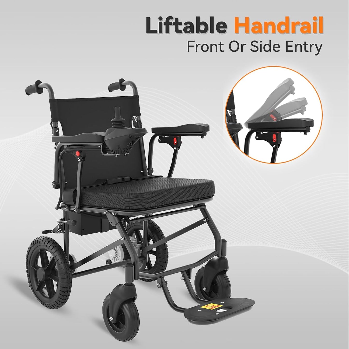 Lightweight Electric Wheelchair for Adults,Motorized Wheelchair Power Portable Wheelchair,500W Motor Airline Approved Black